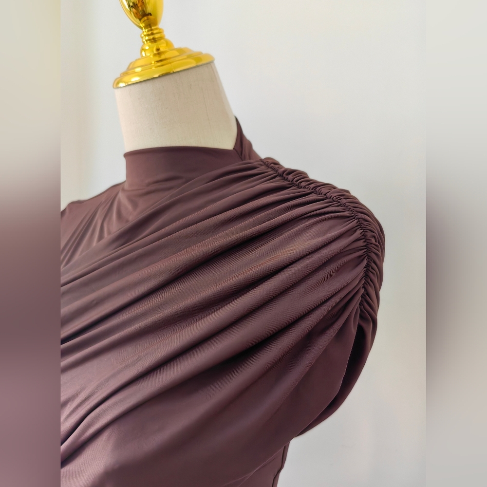 DE LA VALI ravenna mini dress In Brown Jersey - Picture 15 of 15